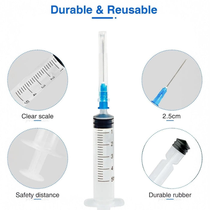 Set di 10 Siringhe Sterili da 5 ml Imbustate Singolarmente con Ago 0.6 x 25 mm