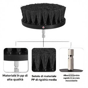 Set di 3 Spazzole per Trapano Elettrico Per pulizia Cucina Piastrelle Cerchioni