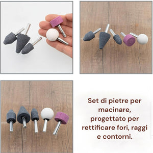 Set di 5 pietre abrasive per levigatura lucidatura sbavatura per metallo vetro