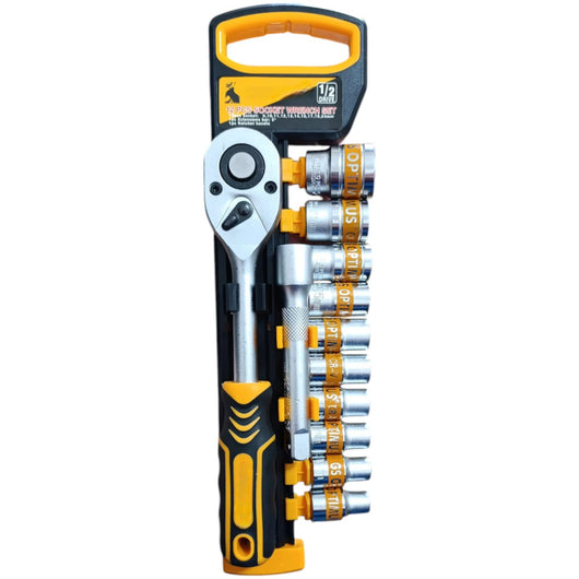 Set di Chiavi a Bussola 1/2'' 12 Pezzi Chiave a Cricchetto + prolunga da 8-24mm