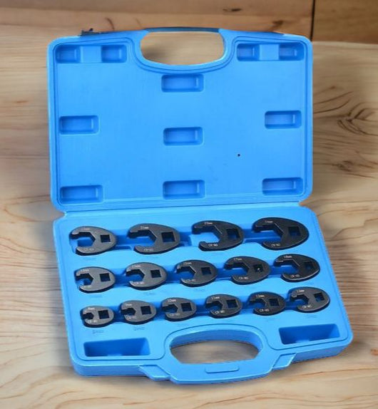 Set di chiavi 15 pz Aperte a Zampa Di Gallo per Raccordi tubi dell'olio 8-24mm