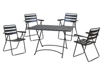 Set tavolo con 4 sedie da esterno pieghevoli in metallo antracite, Fredi Remy