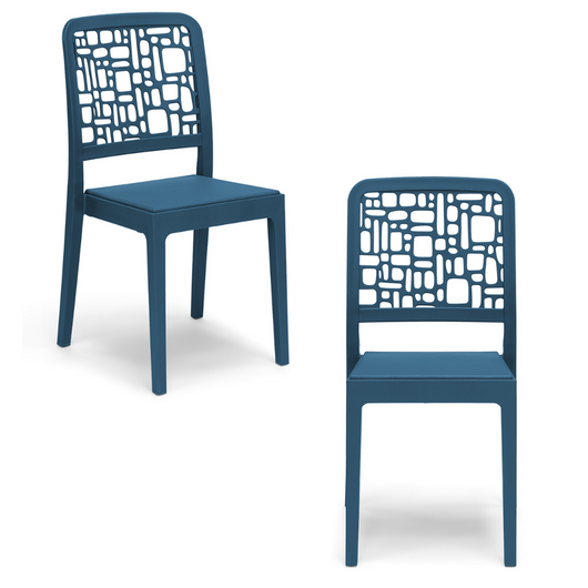 Set 2 sedie in polipropilene MEDEA, 100% MADE IN ITALY, impilabile, idrorepellente, resistenza raggi UV, design moderno per sala da pranzo, cucina, sala d’attesa, bar, ristoranti, giardino, colore Petrolio