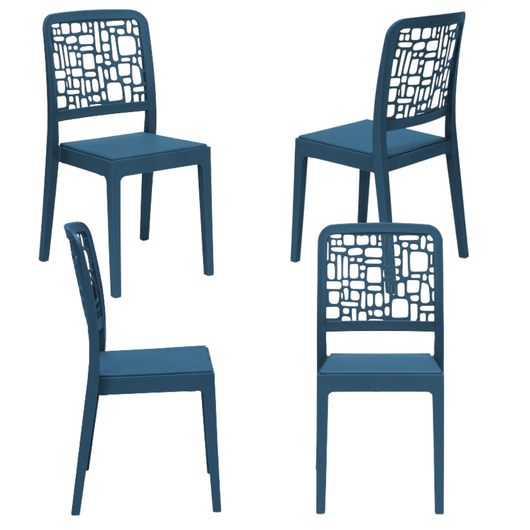 Set 4 sedie in polipropilene MEDEA, 100% MADE IN ITALY, impilabile, idrorepellente, resistenza raggi UV, design moderno per sala da pranzo, cucina, sala d’attesa, bar, ristoranti, giardino, colore Petrolio