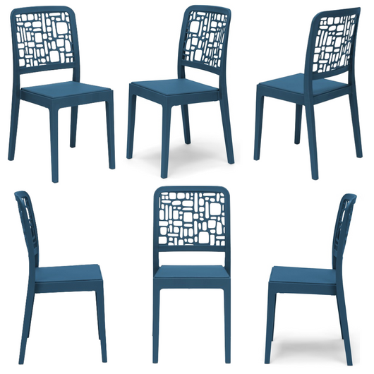 Set 6 sedie in polipropilene MEDEA, 100% MADE IN ITALY, impilabile, idrorepellente, resistenza raggi UV, design moderno per sala da pranzo, cucina, sala d’attesa, bar, ristoranti, giardino, colore Petrolio