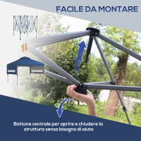 Gazebo Pieghevole 5x3m con Pareti Estensibili, Altezza Regolabile e Borsa con Ruote, Blu