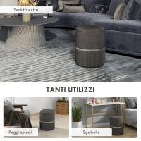 Pouf Contenitore 120 kg max per Soggiorno, Ingresso e Camera, in Poliestere, 36x36x44 cm, Grigio