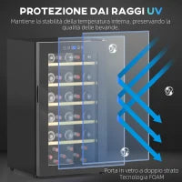 Cantinetta Vino Frigo per 41 Bottiglie, Capacità 91L, Controllo Temperatura e Ripiani in Legno, Nero