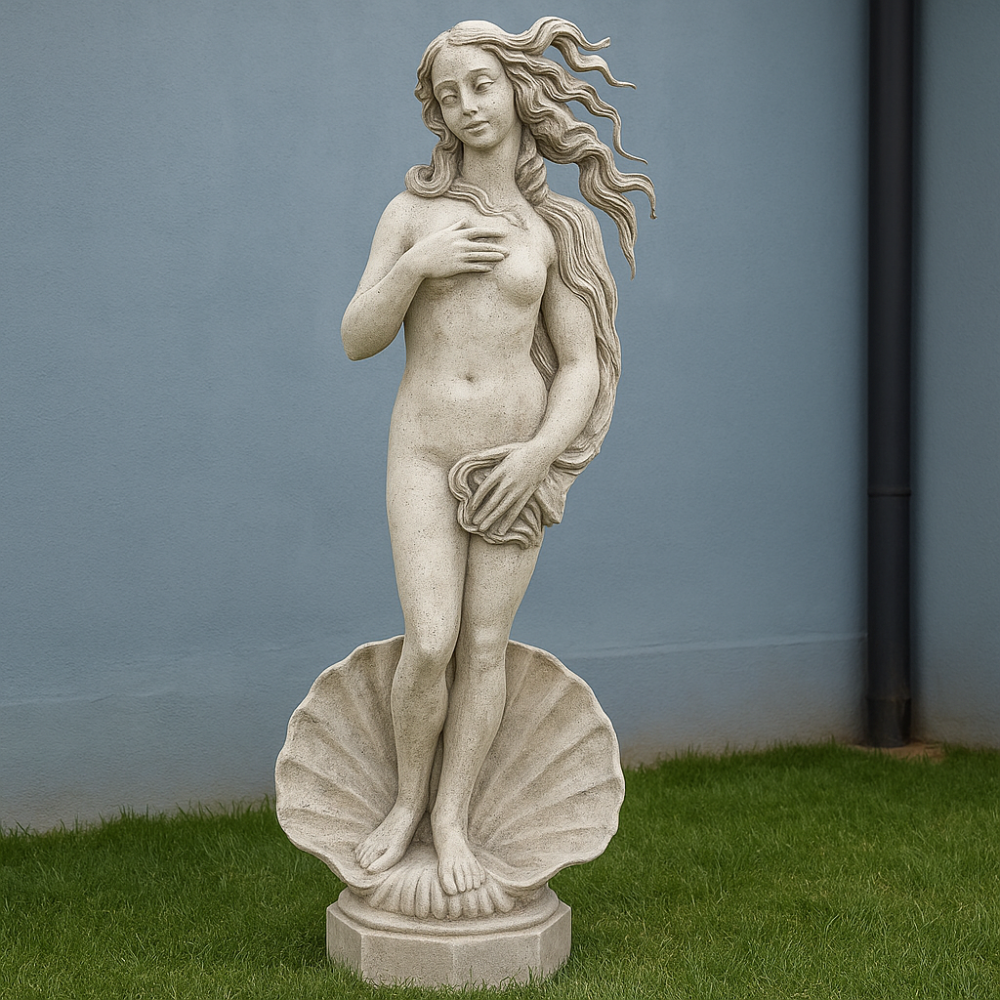 Statua cemento grigio effetto pietra naturale venere botticelli h120 cm giardini
