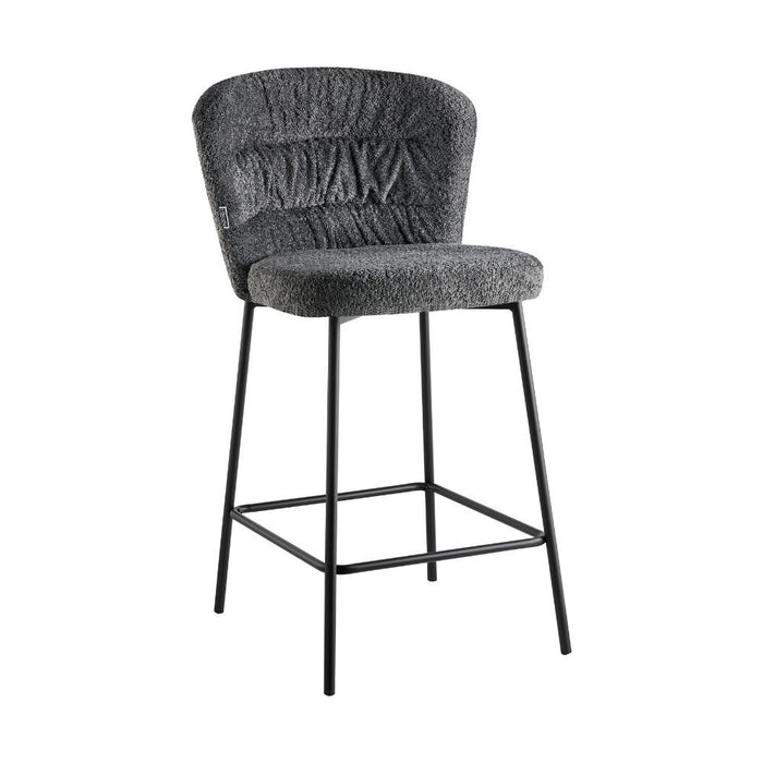 Sgabello imbottito Cami in tessuto teddy grigio