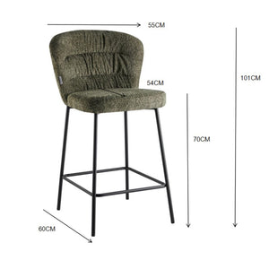 Sgabello imbottito Cami in tessuto teddy grigio