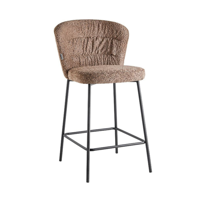 Sgabello imbottito Cami in tessuto teddy tortora