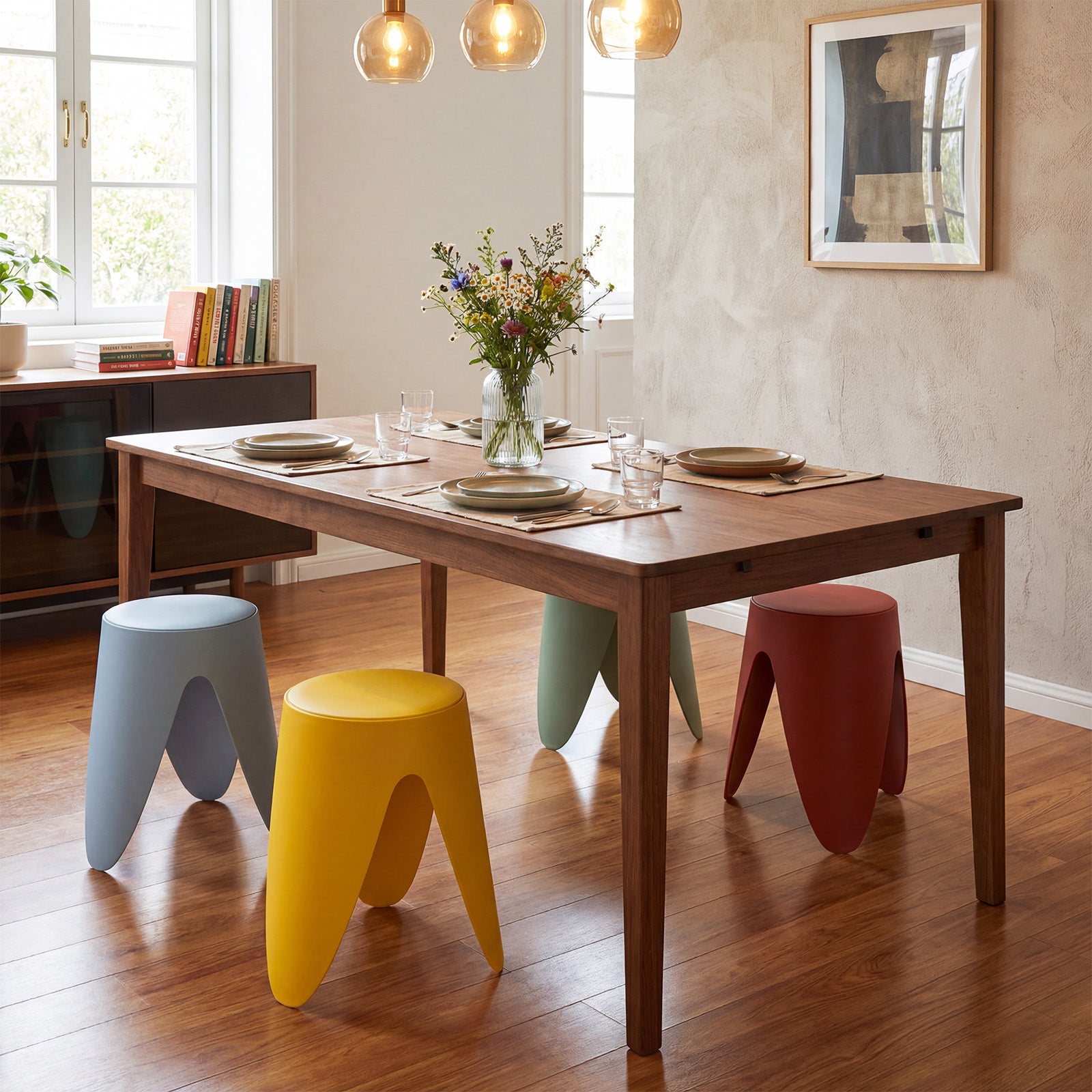 Sgabello impilabile 8 pz plastica 46 cm senza schienale portatile-Sgabello senza montaggio scuola aula soggiorno sala pranzo casa ufficio