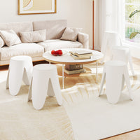 Sgabello impilabile 8 pz plastica senza schienale portatile bianco-Sgabello senza montaggio scuola aula studenti adulti soggiorno casa