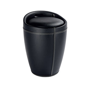 Sgabello/portabiancheria con rivestimento in ecopelle EGG Nero