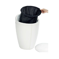 Sgabello/portabiancheria con rivestimento in ecopelle EGG Nero