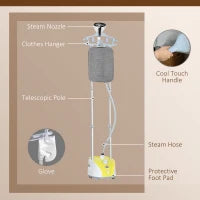 Stiratrice Verticale da 1950W, con Temperatura Regolabile su 11 Livelli e Asta Telescopica, Giallo