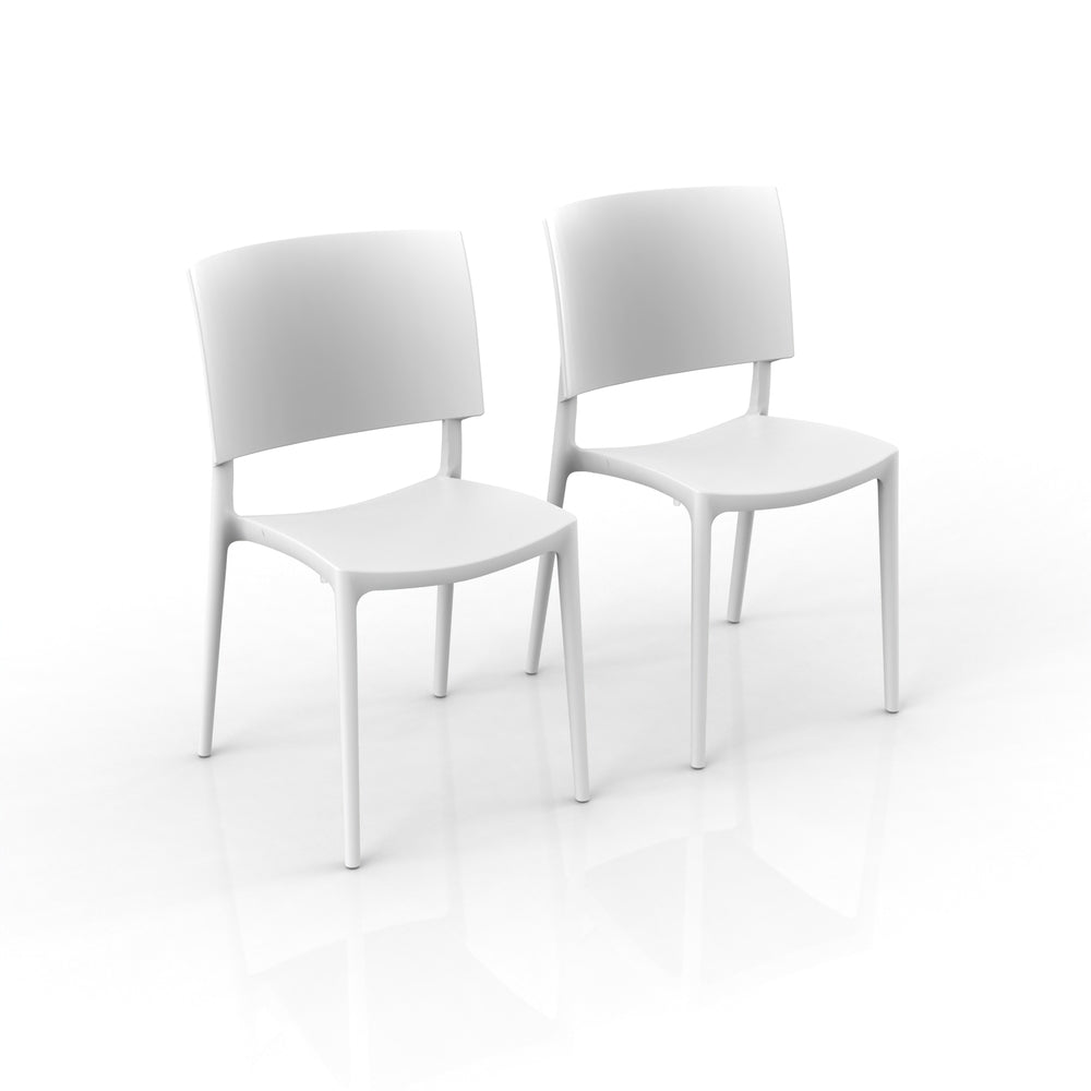 Set 2 sedie in polipropilene 100% Made in Italy SHARP, impilabile, resistente ai raggi UV, design moderno, ideale per sala da pranzo, cucina, sala dattesa, bar, ristoranti o da esterno colore Bianco