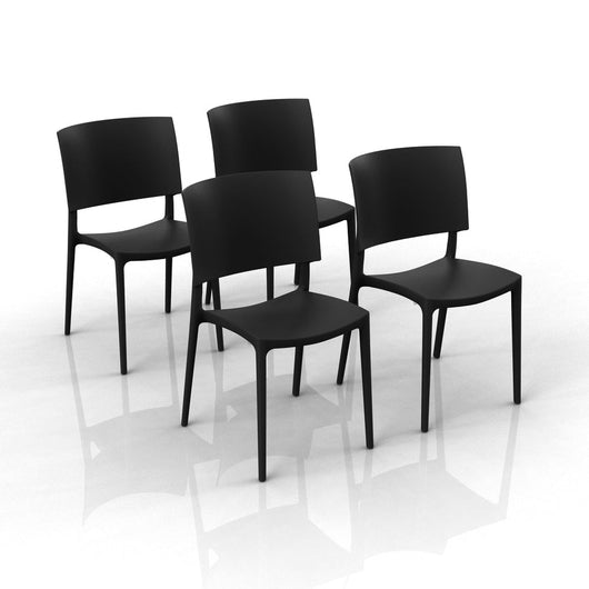 Set 4 sedie in polipropilene 100% Made in Italy SHARP, impilabile, resistente ai raggi UV, design moderno, ideale per sala da pranzo, cucina, sala d’attesa, bar, ristoranti o da esterno colore Antracite