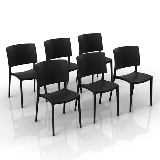 Set 6 sedie in polipropilene 100% Made in Italy SHARP, impilabile, resistente ai raggi UV, design moderno, ideale per sala da pranzo, cucina, sala d’attesa, bar, ristoranti o da esterno colore Antracite