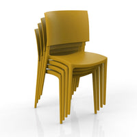 Set 2 sedie in polipropilene 100% Made in Italy SHARP, impilabile, resistente ai raggi UV, design moderno, ideale per sala da pranzo, cucina, sala d’attesa, bar, ristoranti o da esterno colore Mostarda