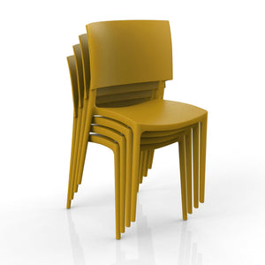 Set 2 sedie in polipropilene 100% Made in Italy SHARP, impilabile, resistente ai raggi UV, design moderno, ideale per sala da pranzo, cucina, sala d’attesa, bar, ristoranti o da esterno colore Mostarda