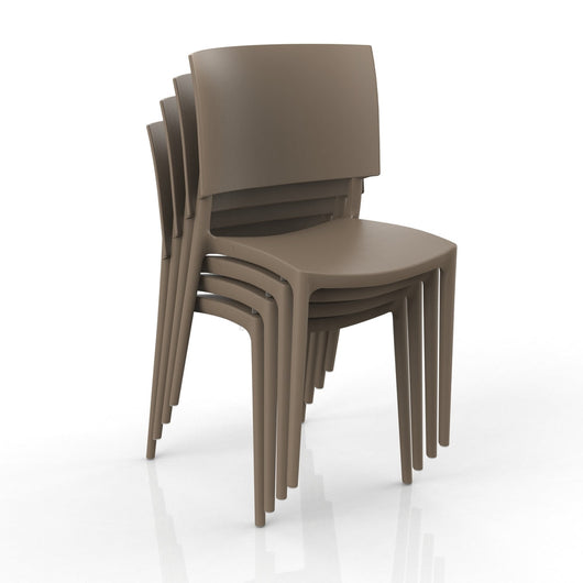 Sedia in polipropilene 100% Made in Italy SHARP, impilabile, resistente ai raggi UV, design moderno, ideale per sala da pranzo, cucina, sala d’attesa, bar, ristoranti o da esterno colore Tortora