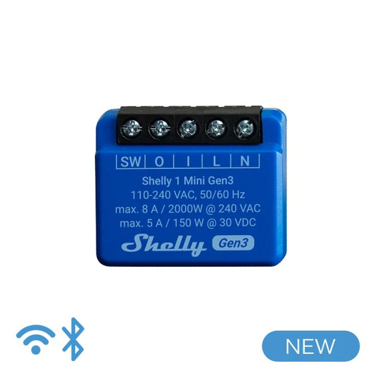 Shelly Mini 1 Contatto Pulito Gen 3 Smart Relay 8A AC/DC WiFi/BT