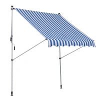 Tenda da Sole da Esterno 2x1.5m a Rullo con Manovella, Altezza e Angolazione Regolabile, Blu