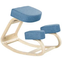 Sedia Ergonomica con Inginocchiatoio in Legno di Betulla e Cuscino, 51x69x58cm, Blu