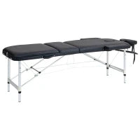 Lettino da Massaggio Pieghevole ad Altezza Regolabile, in Alluminio e Plastica, 215x81x61-84 cm, Nero