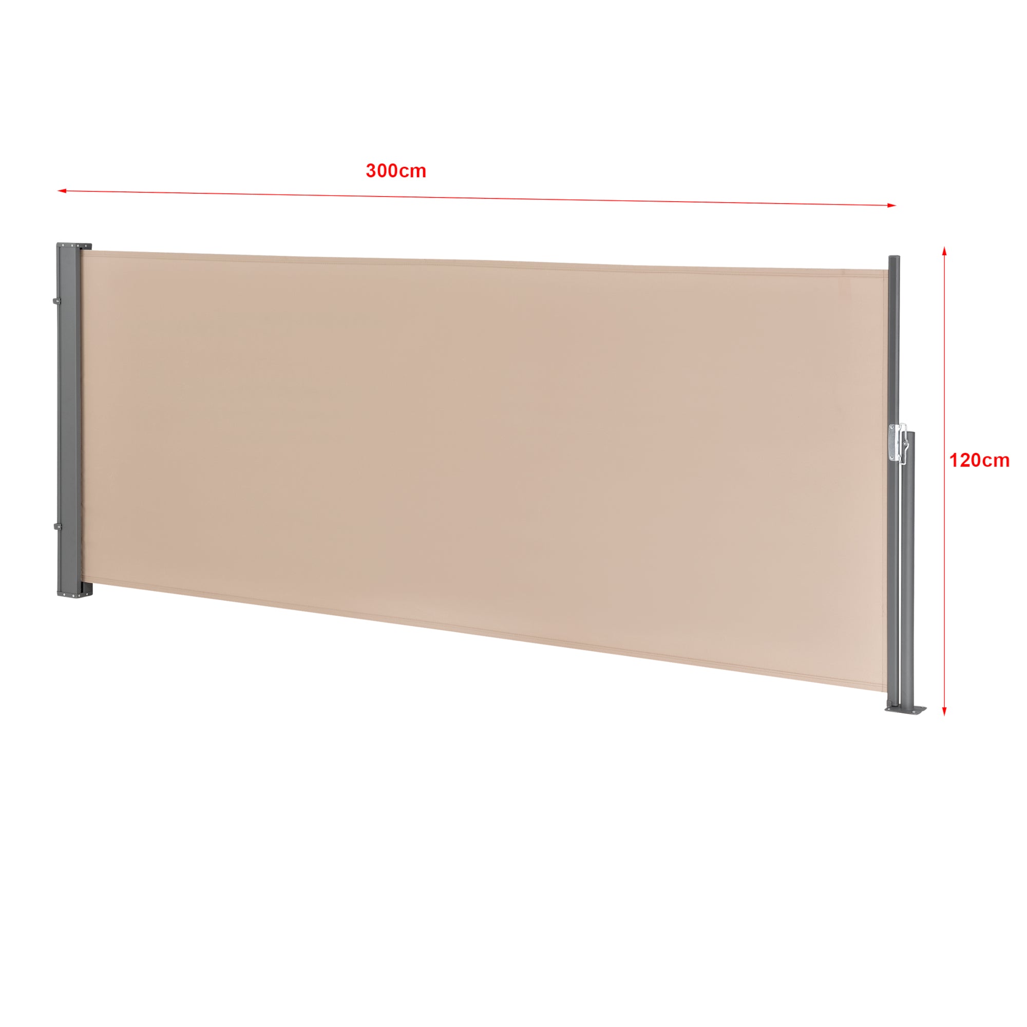 Paravento Estraibile Mulhacén Schermo Solare Verticale per Ringhiera Barriera Privacy 120x300 cm color Sabbia pro.tec