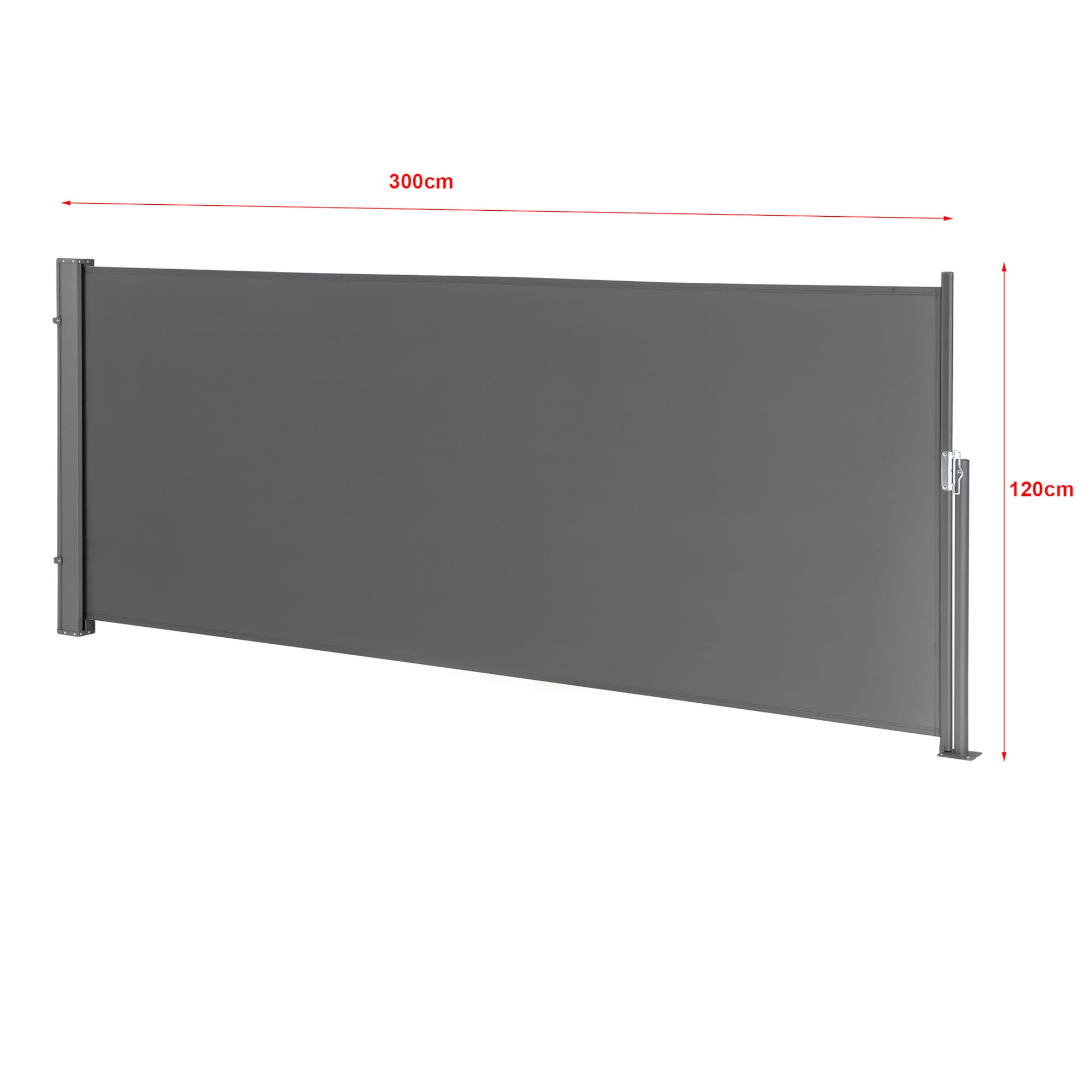 Paravento Estraibile Mulhacén Schermo Solare Verticale per Ringhiera Barriera Privacy 120x300 cm Grigio pro.tec