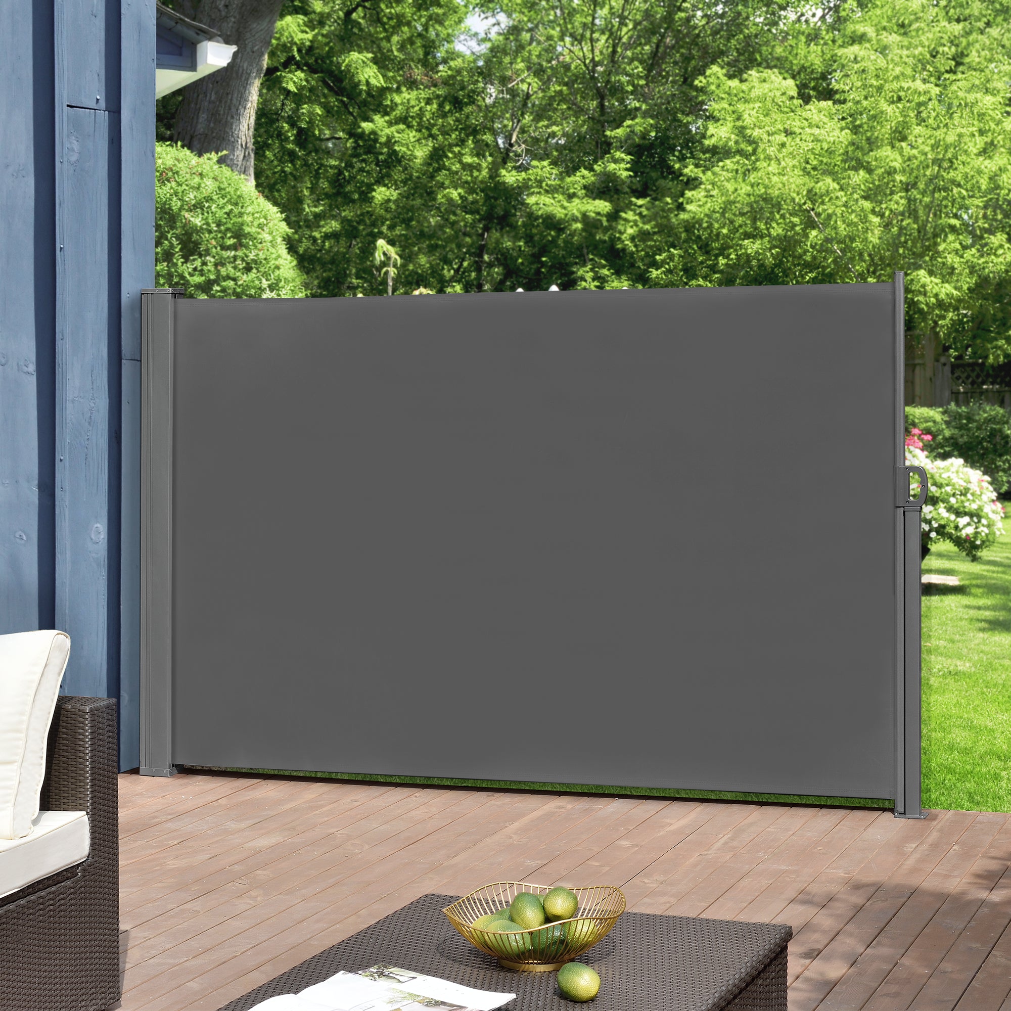 Paravento Estraibile Mulhacén Schermo Solare Verticale Barriera Privacy 180x300 cm Antracite pro.tec