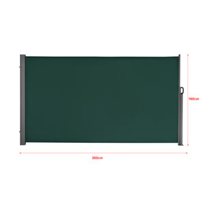 Paravento Estraibile Mulhacén Schermo Solare Verticale Barriera Privacy 160x300 cm Verde Scuro pro.tec
