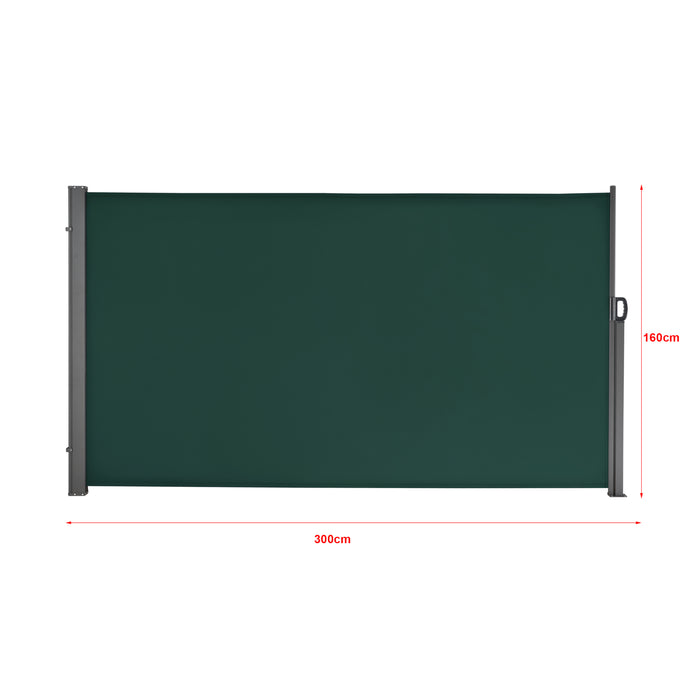 Paravento Estraibile Mulhacén Schermo Solare Verticale Barriera Privacy 160x300 cm Verde Scuro pro.tec