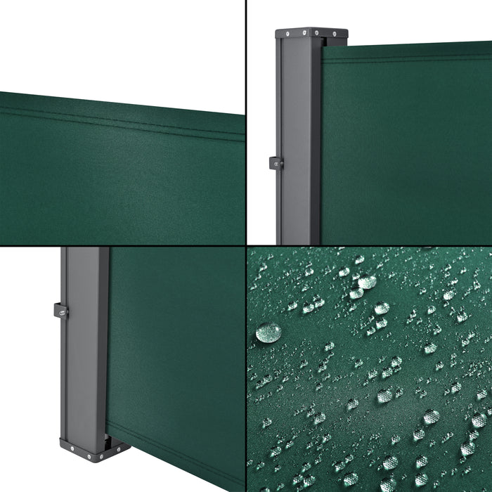 Paravento Estraibile Mulhacén Schermo Solare Verticale Barriera Privacy 160x300 cm Verde Scuro pro.tec