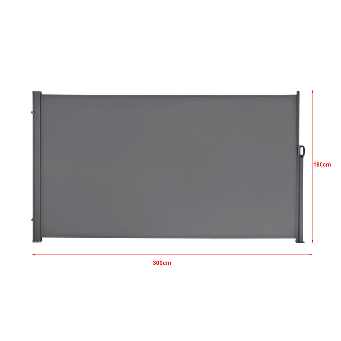 Paravento Estraibile Mulhacén Schermo Solare Verticale Barriera Privacy 180x300 cm Grigio Medio pro.tec