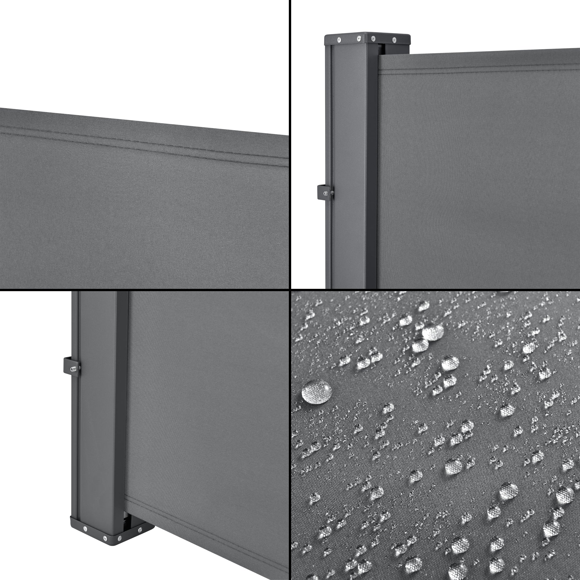 Paravento Estraibile Mulhacén Schermo Solare Verticale Barriera Privacy 180x300 cm Grigio Medio pro.tec