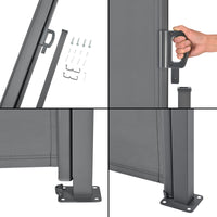 Paravento Estraibile Mulhacén Schermo Solare Verticale Barriera Privacy 180x300 cm Grigio Medio pro.tec