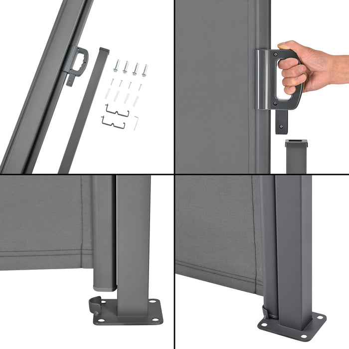 Paravento Estraibile Mulhacén Schermo Solare Verticale Barriera Privacy 180x300 cm Grigio Medio pro.tec