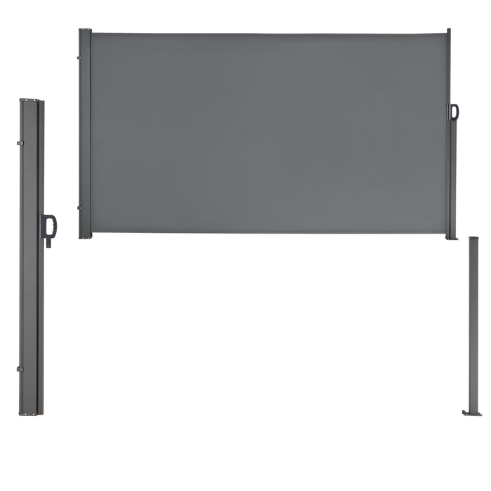 Paravento Estraibile Mulhacén Schermo Solare Verticale Barriera Privacy 180x300 cm Grigio Medio pro.tec