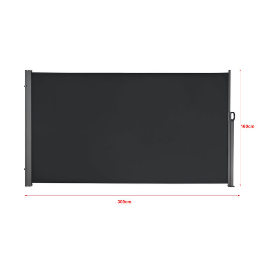 Tenda per balcone laterale acciaio poliestere 160 x 300 cm nero 03_0006574