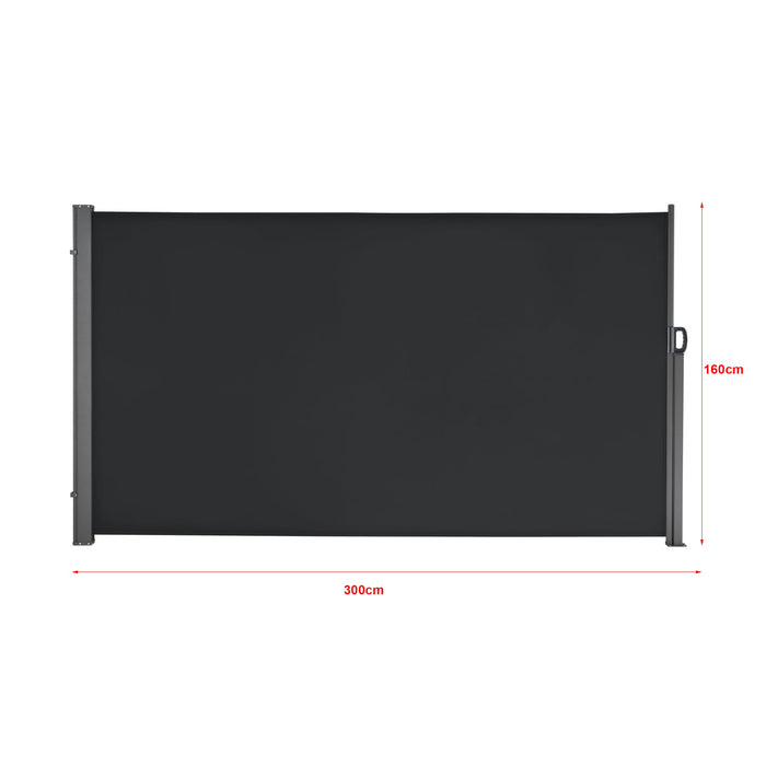 Tenda per balcone laterale acciaio poliestere 160 x 300 cm nero 03_0006574