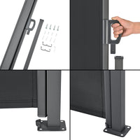 Tenda per balcone laterale acciaio poliestere 160 x 300 cm nero 03_0006574