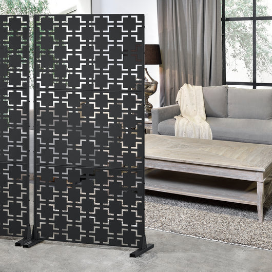 Pannello Divisorio Basciano Struttura Traforata in Acciaio 180 x 90 cm Nero casa.pro