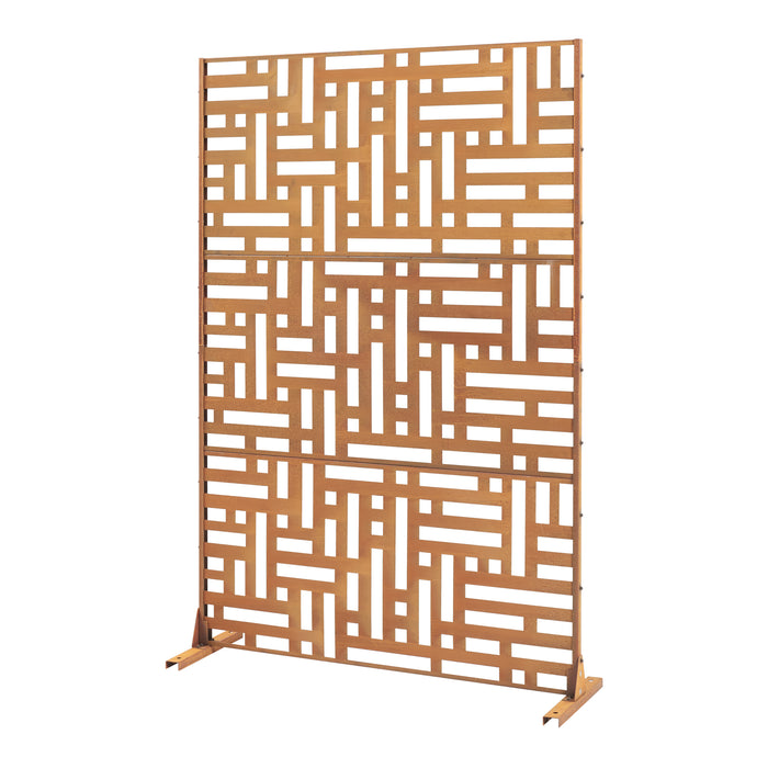 Pannello Divisorio Bernalda Struttura Traforata in Acciaio 180 x 120 cm Marrone Ossidato casa.pro