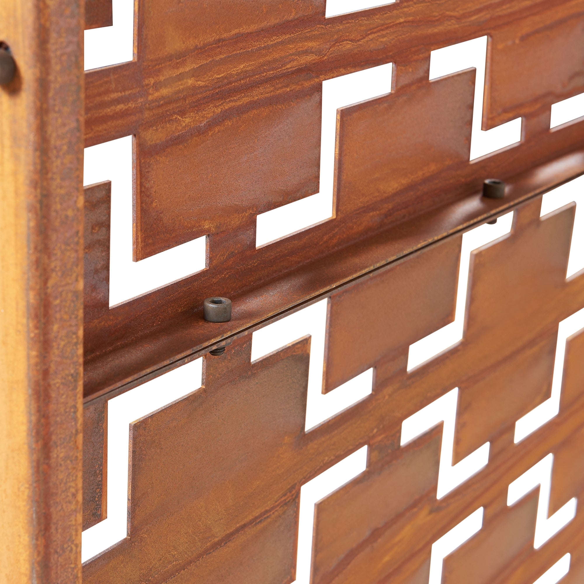 Pannello Divisorio Basciano Struttura Traforata in Acciaio 180 x 120 cm Marrone Ossidato casa.pro