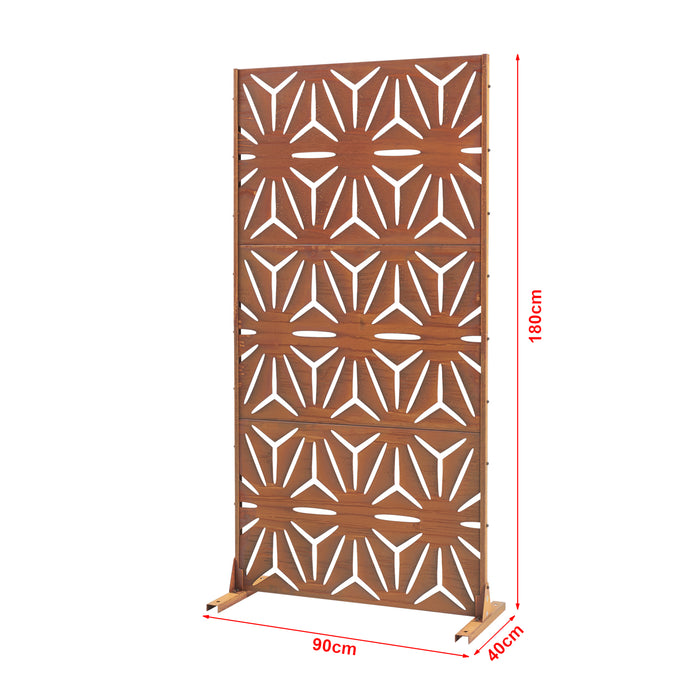 Pannello Divisorio Kilsturd in Acciaio Corten a Motivo Decorativo 180x90 cm - Marrone Ossidato casa.pro
