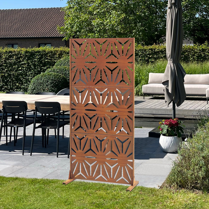Pannello Divisorio Kilsturd in Acciaio Corten a Motivo Decorativo 180x90 cm - Marrone Ossidato casa.pro